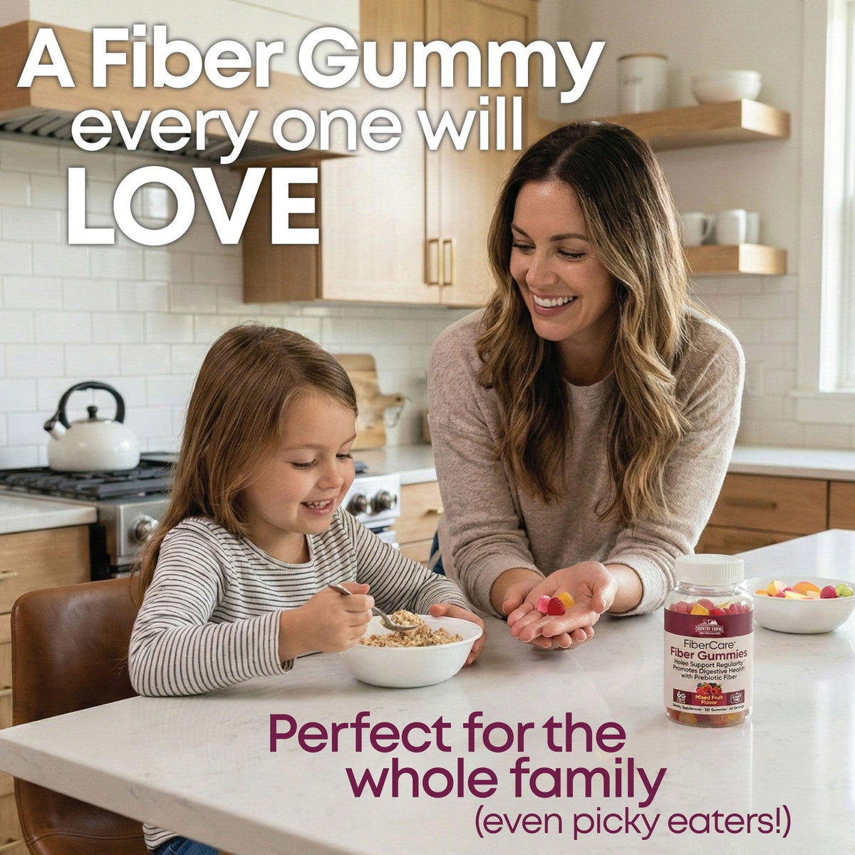 Country Farms Fiber Care Prebiotic Gummies, 6g of Fiber Per Serving, FOS from Beets, Digestive Health, Supports Regularity, Mixed Fruit Flavor - Maple Wellness Supplements