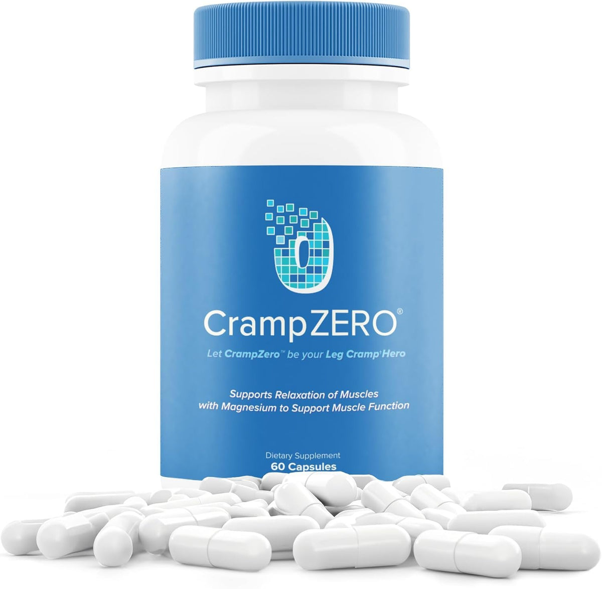 CrampZero Magnesium for Leg Cramps at Night – Potassium Magnesium Supplement with Calcium and Vitamin D3, Supports Muscle Relaxation and Function, Night Leg Cramps Relief, 60 Capsules - Maple Wellness Supplements