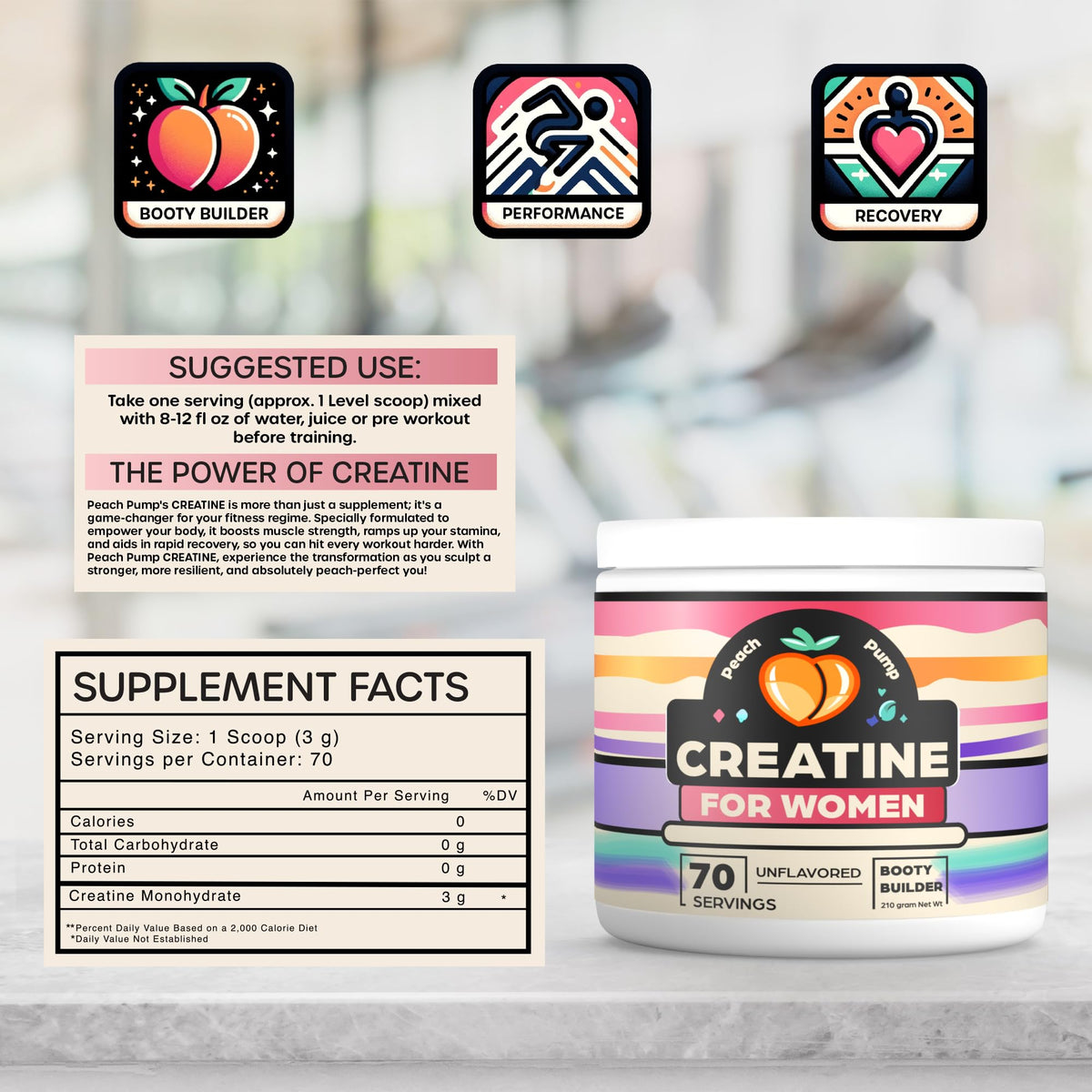 Creatine Supplement for Women's Booty Gains - Unflavored Micronized Creatine - Maple Wellness Supplements