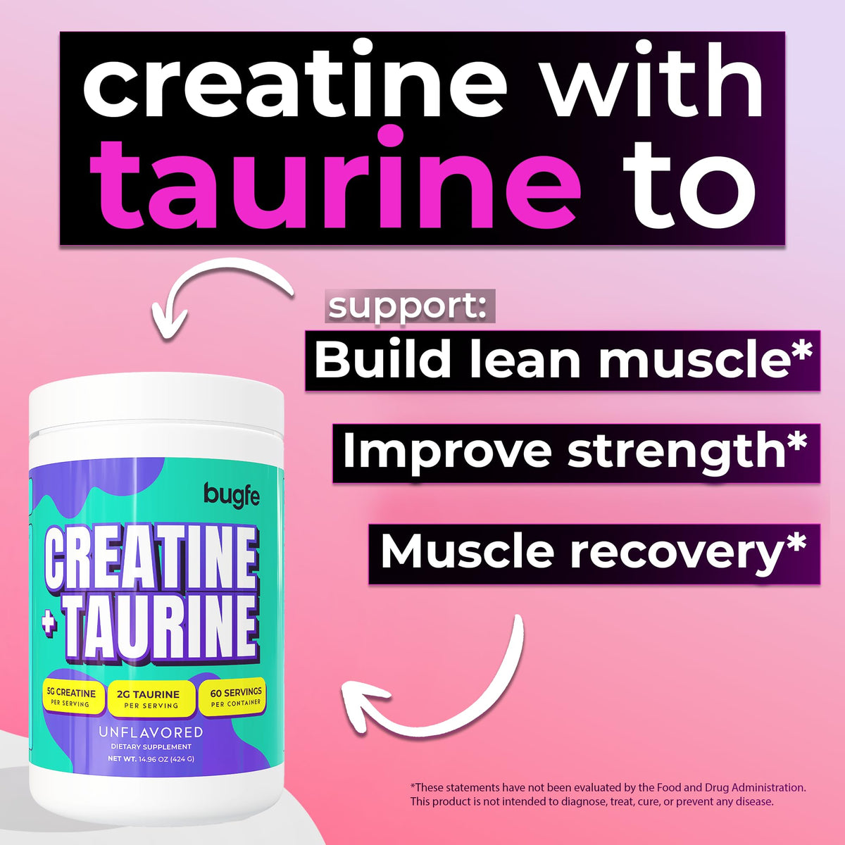 Creatine with Taurine for Women & Men - Unflavored Micronized Creatine Monohydrate Plus Taurine Powder to Support Muscle Strength, Recovery & Brain Health (60 Servings) - Maple Wellness Supplements