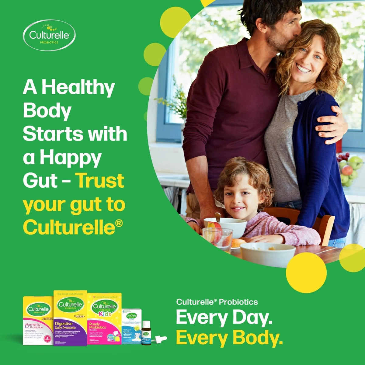 Culturelle Daily Probiotic Capsules For Men & Women, Most Clinically Studied Probiotic Strain, Digestive & Gut Health, Supports Occasional Diarrhea, Gas & Bloating, 1 Month Supply, 30 CT - Maple Wellness Supplements