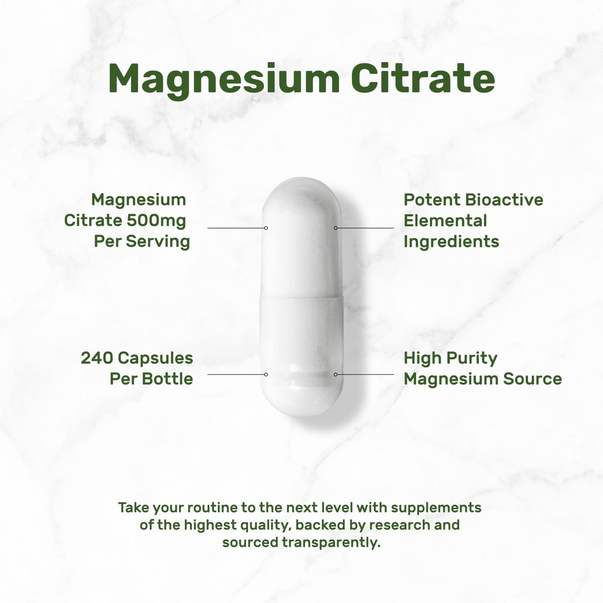 DEAL SUPPLEMENT Magnesium Citrate 500mg, 240 Capsules | Easily Absorbed, Purified Trace Mineral – One a Day, Non-GMO - Maple Wellness Supplements