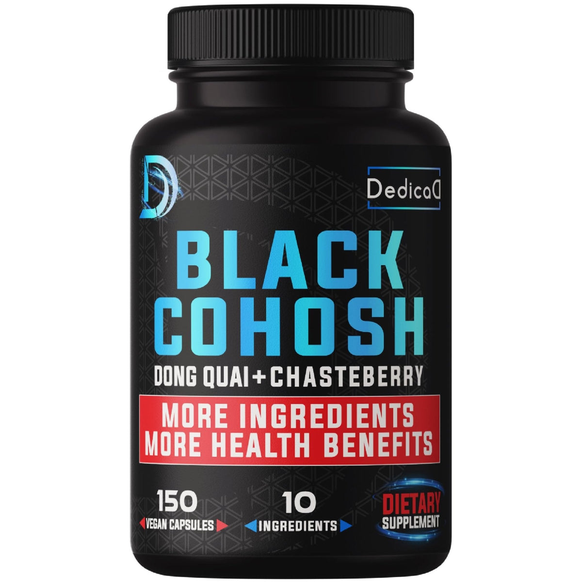 DEDICAD 12in1 Black Cohosh 5-Month Supply for Menopause Support Supplement with Dong Quai, Chasteberry, Red Raspberry, Licorice, Wild Yam & More - 150 Capsules - Maple Wellness Supplements