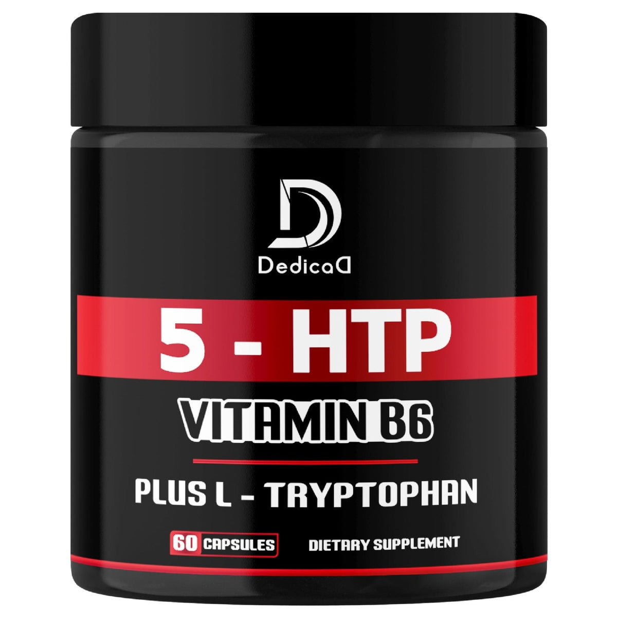 DEDICAD 5 HTP Supplement 1010mg - 60 Capsules - 3in1 Combined with Vitamin B6, L-Tryptophan - Comfortable Mood, Brain Health, Body Management & Immune System Support - Maple Wellness Supplements