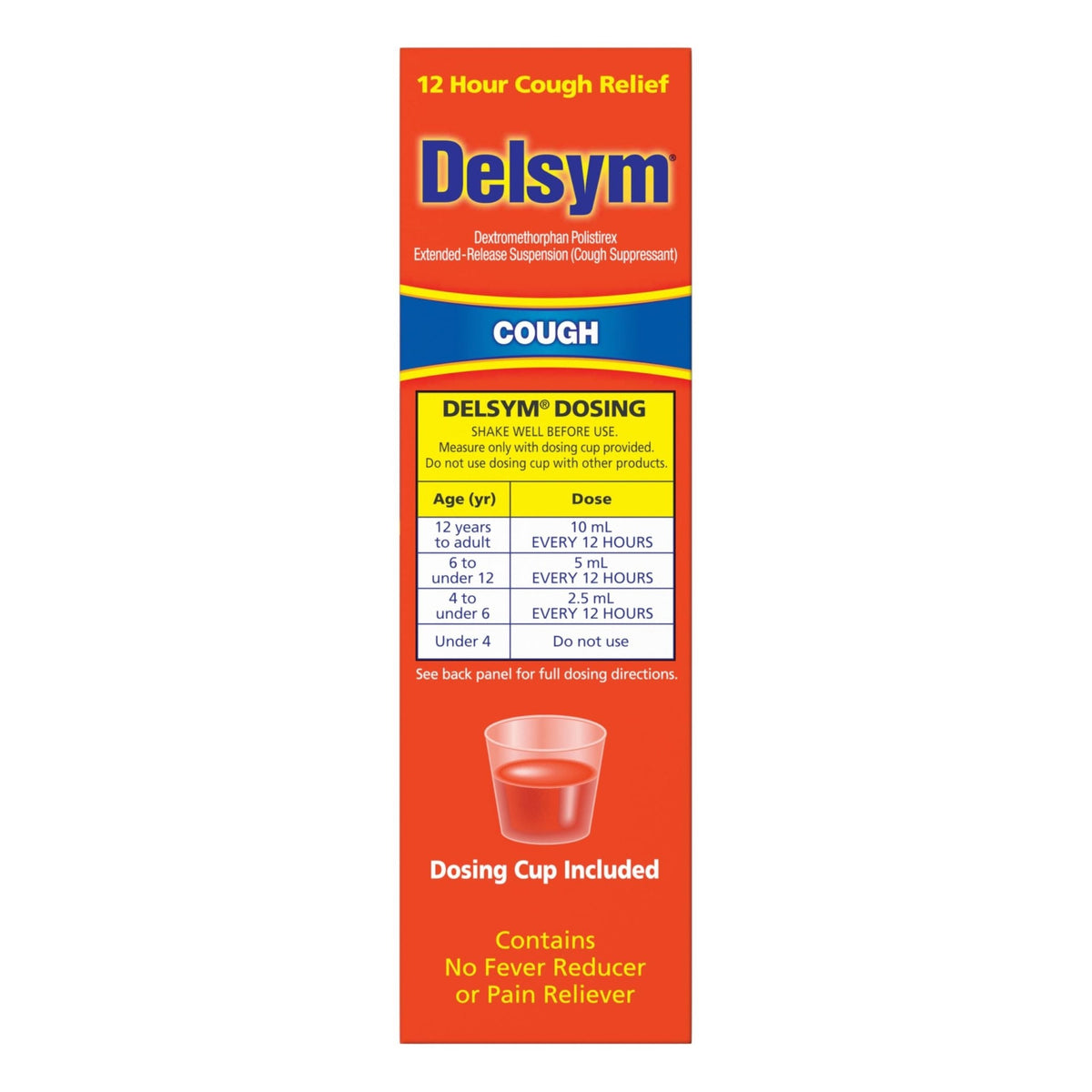 Delsym 12 Hour Cough Medicine for Adults, Powerful Relief for 12 Hours, Cough Suppressant Liquid with Extended-Release Dextromethorphan, Orange Flavor Liquid Cough Syrup, 5 Fl Oz (Pack of 1) - Maple Wellness Supplements