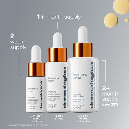 Dermalogica Biolumin-C Serum, Vitamin C Dark Spot Serum for Face with Peptide and AHA - Exfoliates and Reduces Sign of Skin Aging, 1 Fl Oz - Maple Wellness Supplements