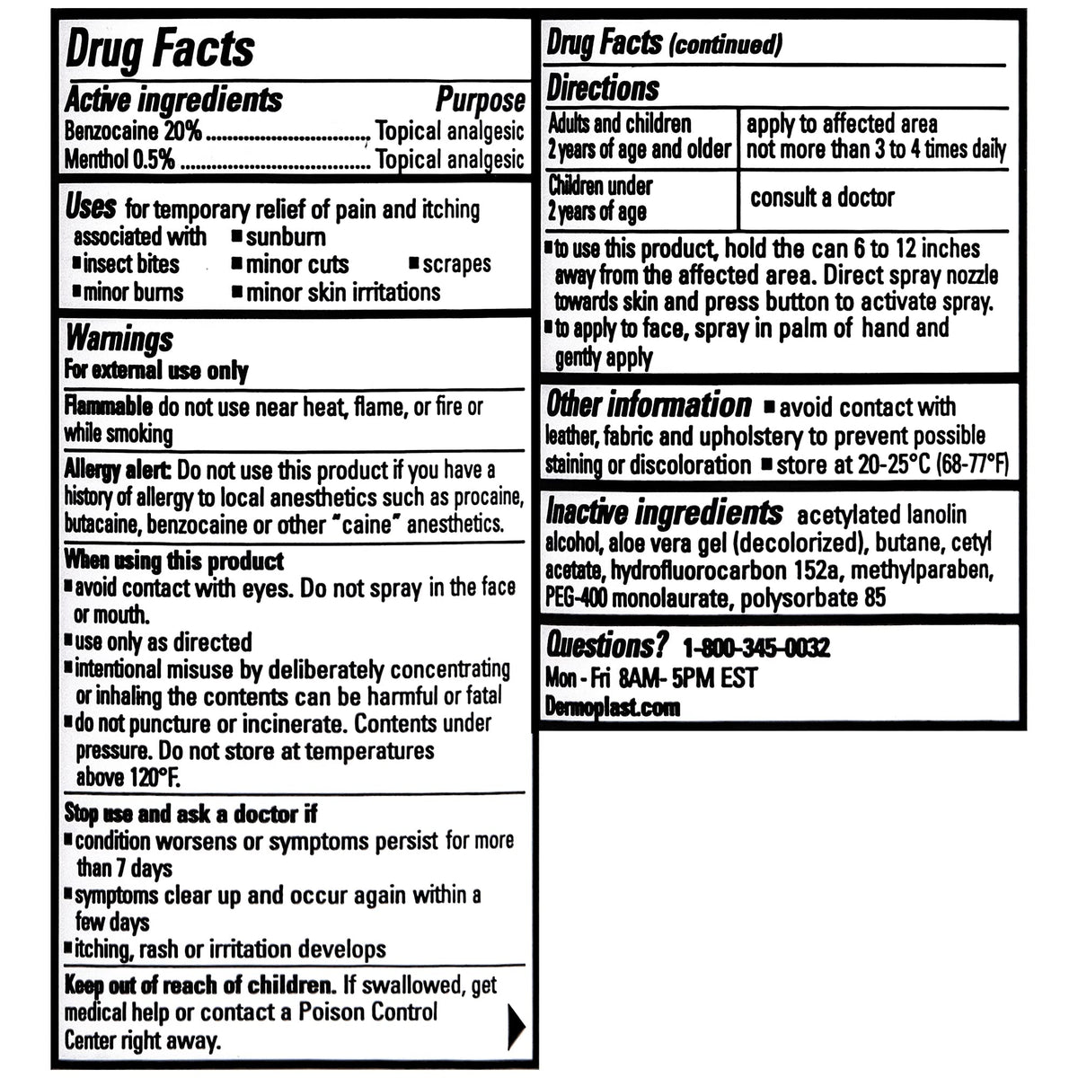 Dermoplast Pain, Burn & Itch Relief Spray for Minor Cuts, Burns and Bug Bites, 2.75 Oz (Packaging May Vary) - Maple Wellness Supplements