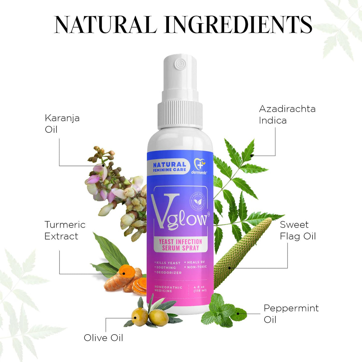 Dermveda Boric Acid BV Relief for Women - Natural Yeast Infection, Odor, Itch Relief Solution - Treats Yeast Infection Symptoms with Effective Boric Acid Formula. - Maple Wellness Supplements