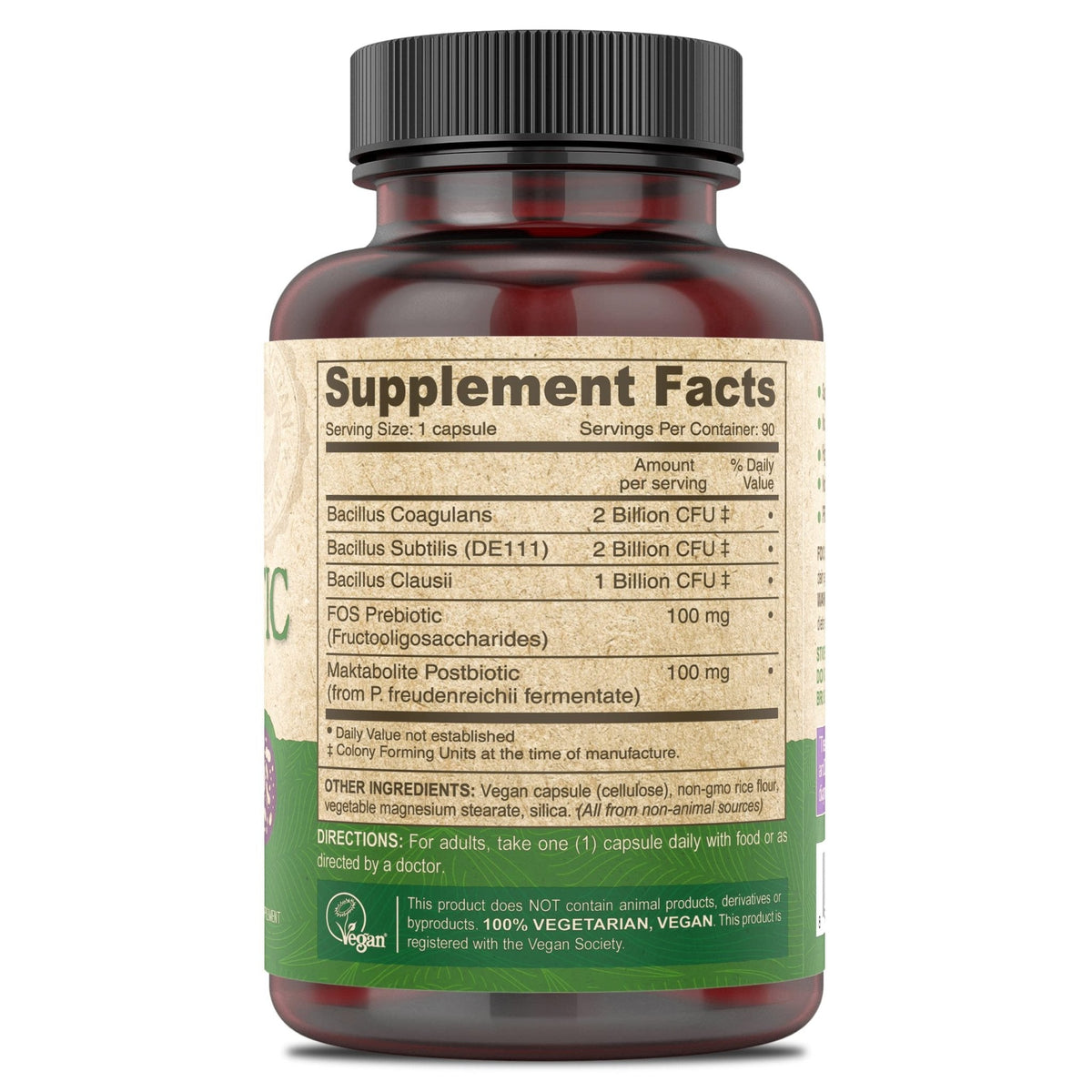 DEVA Vegan Probiotic Supplement - Pre, Pro, and Postbiotics for Digestive Health, 5 Billion CFU, Soil-Based, Spore-Forming, Dairy Free, FOS Prebiotics - Maple Wellness Supplements