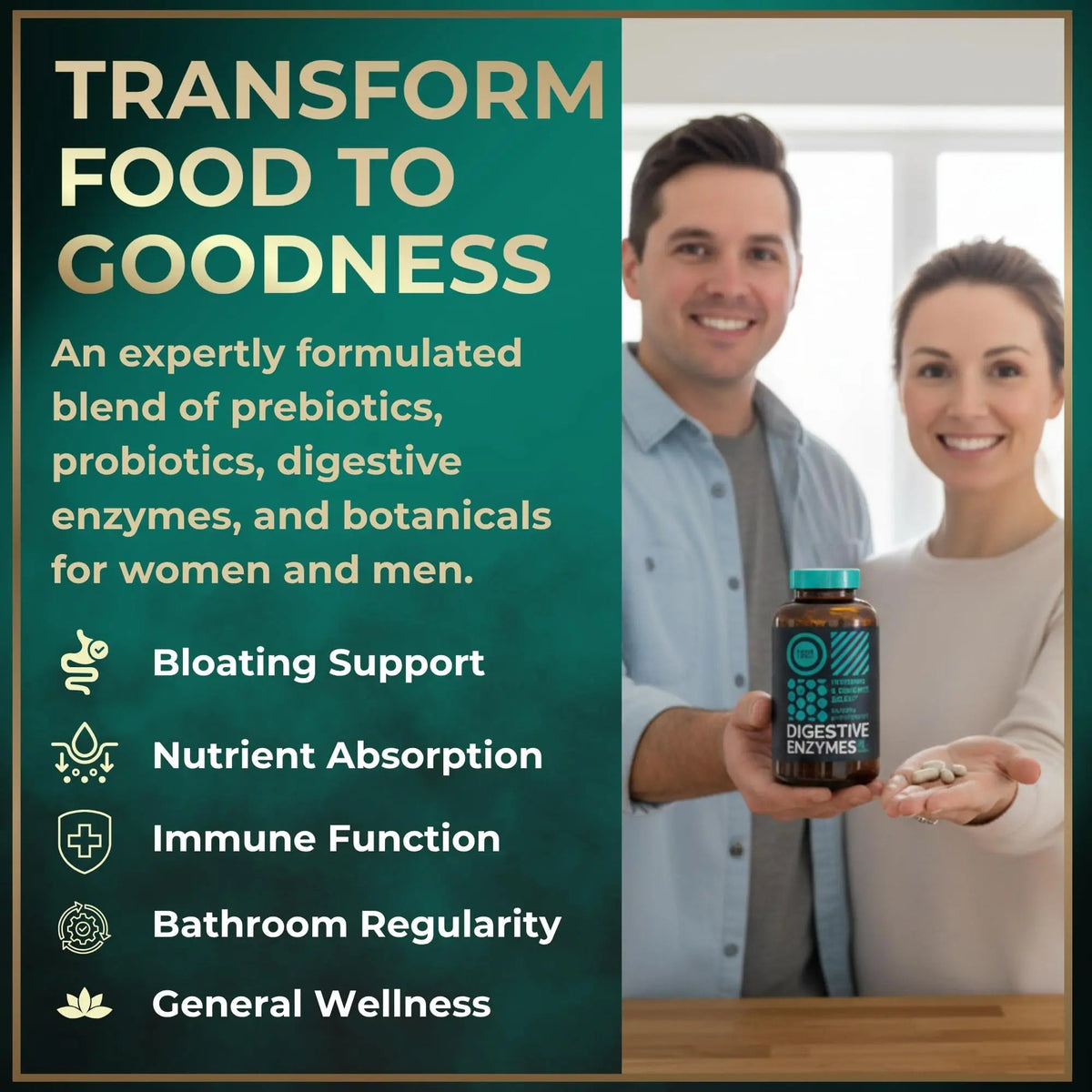 Digestive Enzymes for Women and Men with Probiotics and Prebiotics - Vegan Digestive Enzyme Blend - Bloating Support, Gut Health & Digestion Supplement with Artichoke Ginger Turmeric - 180 Capsules - Maple Wellness Supplements