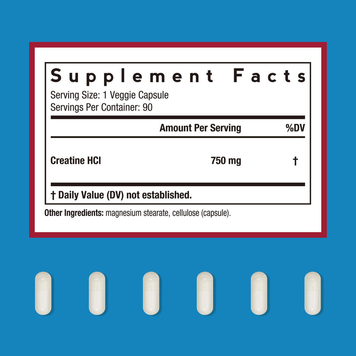 Doctor's Recipes Creatine HCl Capsules, 750 mg, Creatine Hydrochloride for Women & Men, Strength & Recovery, Brain Health, Fast Absorbing, Vegan, 90 Capsules - Maple Wellness Supplements