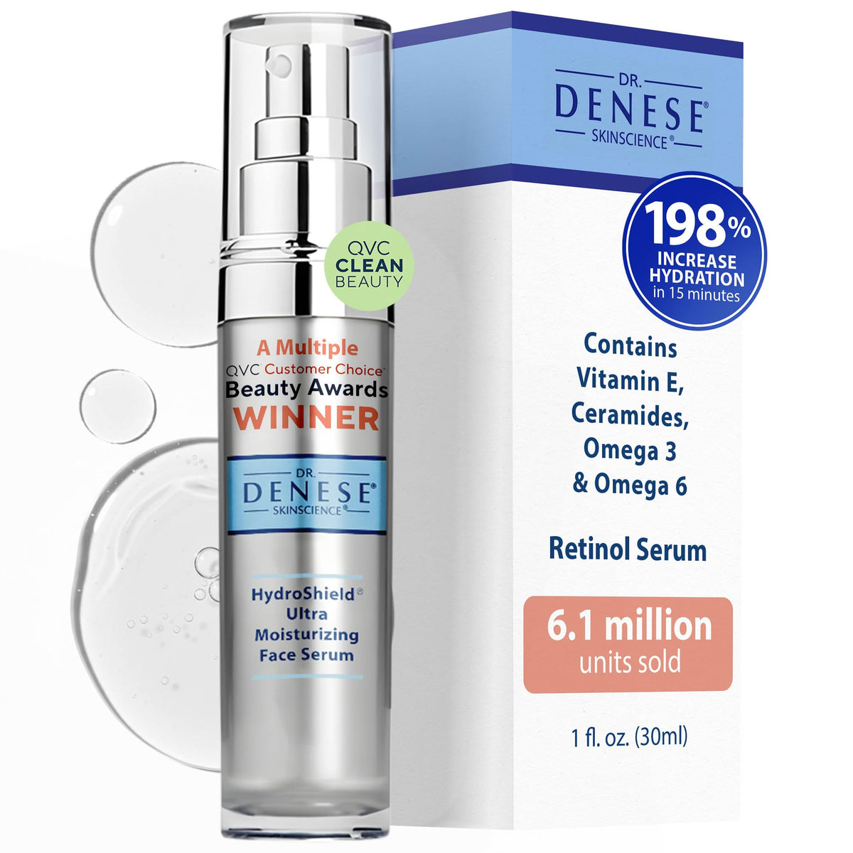 Dr. Denese SkinScience HydroShield Retinol Serum for Face 1 oz – Dermatologist Tested Hydrating Serum, Contains Retinol and Ceramides for Deep Moisture - Cruelty Free - Maple Wellness Supplements
