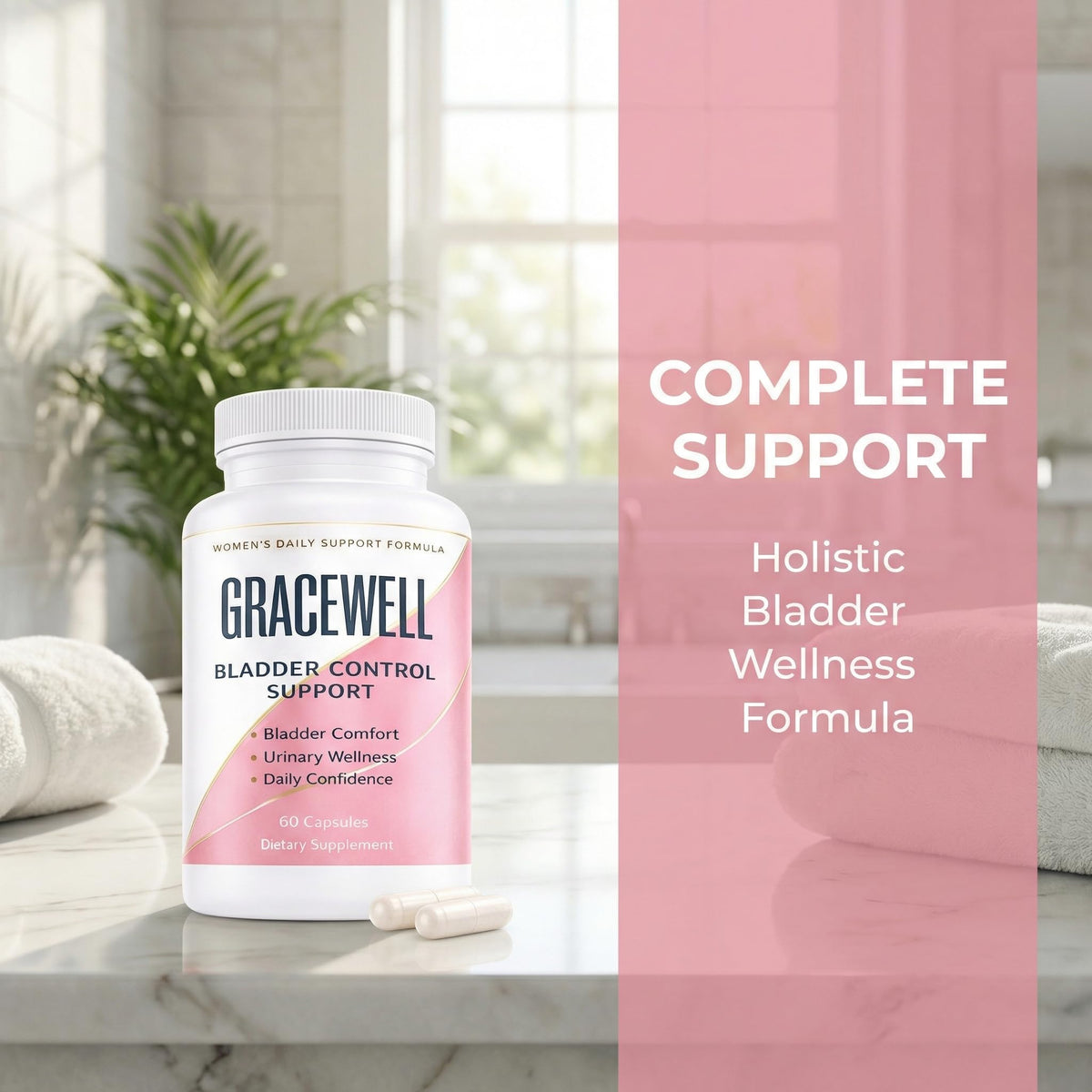 DXWXH Gracewell Bladder Wellness Supplement for Women & Men, Herbal Support with Asian Ginseng, Chinese Yam, Chinese Peony, Urinary Tract Health Formula, 60 Capsules (1) - Maple Wellness Supplements