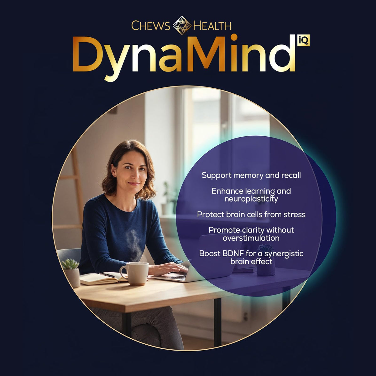 DynaMind iQ Brain Supplement for Memory and Focus for Adults - Nootropic Chews | Coffee Fruit & Mushroom Supplement Blend, Memory Focus Supplement, Caffeine Focus Pills Alternative, 4 Count - Maple Wellness Supplements