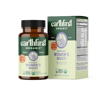 EarthFirst Organic Women’s Multi Once Daily, Women's Multivitamin, Iron, Vitamin B12 & More, 19 Vitamins from Herbs & Superfoods, 30 Count - Maple Wellness Supplements