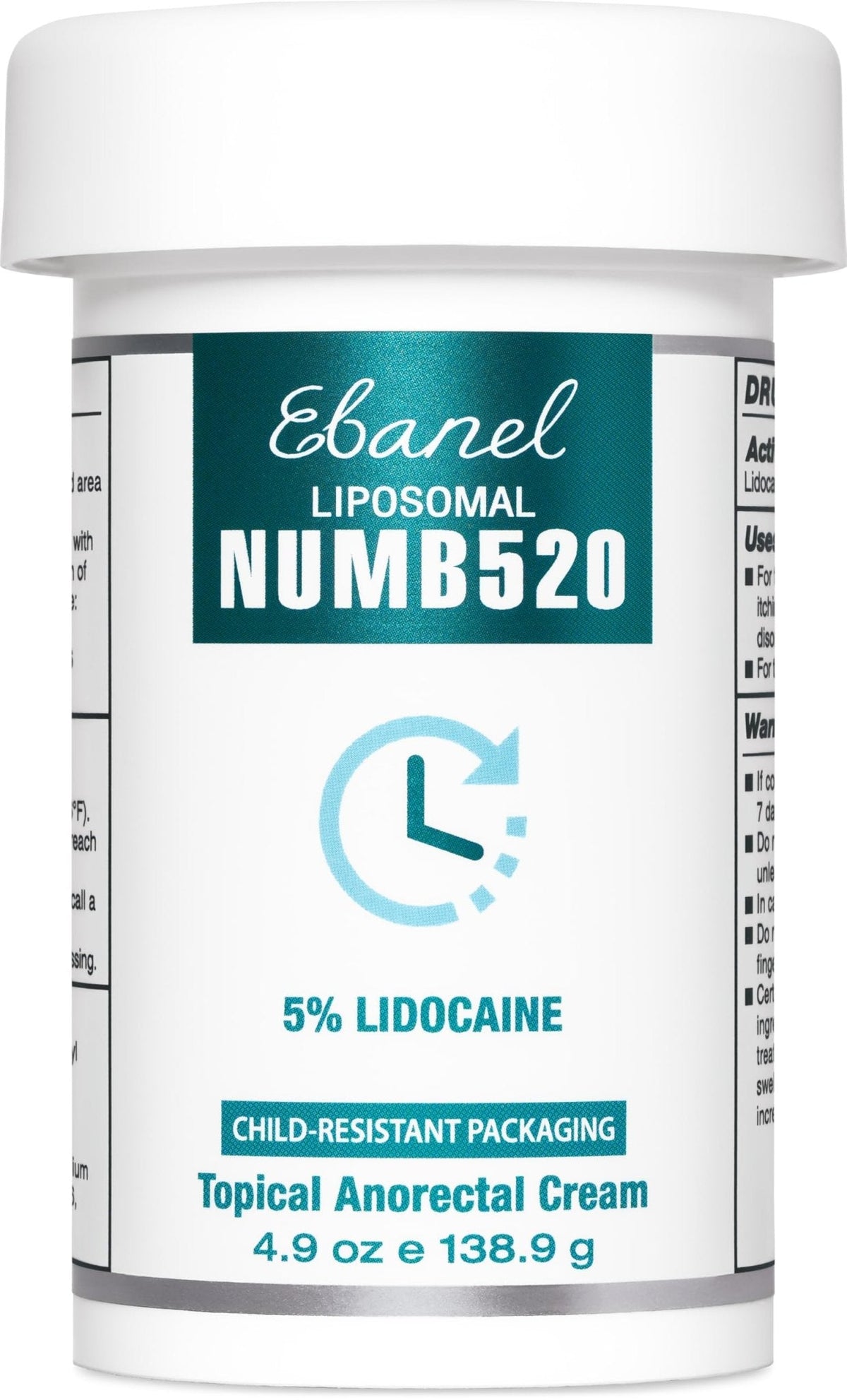 Ebanel 5% Lidocaine Numbing Cream, Pain Relief Burn Itch Cream, Maximum Strength Topical Anesthetic with Allantoin, Vitamin E for Local and Anorectal Uses, Hemorrhoid Treatment, 4.9 Oz - Maple Wellness Supplements