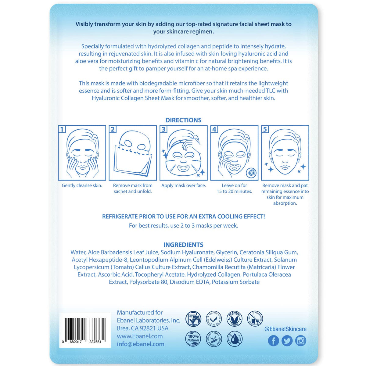 Ebanel Bundle of 15-Pack Collagen Face Mask, and Charcoal Peel Off Face Mask - Maple Wellness Supplements