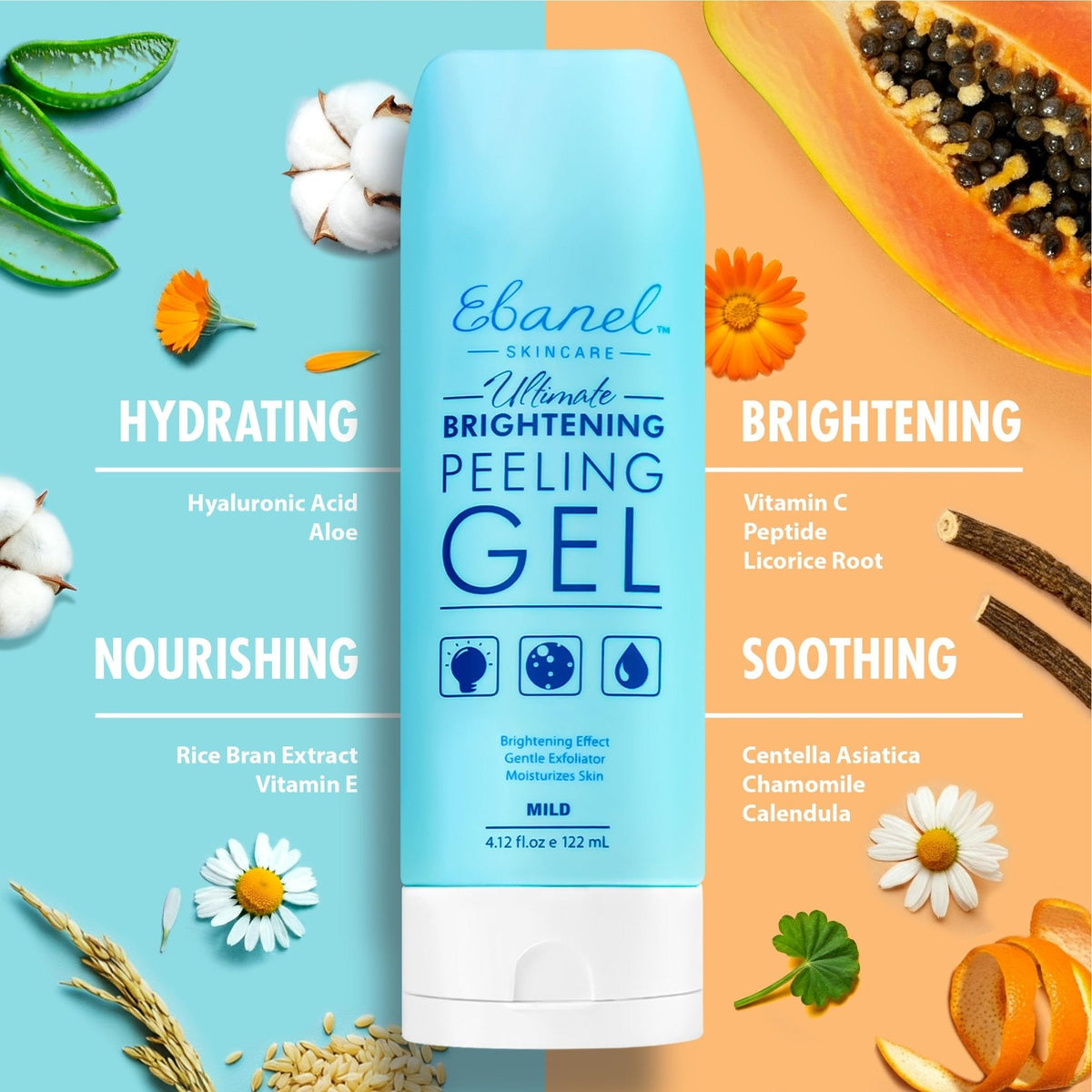Ebanel Bundle of 2.5% Retinol Serum, Hyaluronic Acid Serum, and Exfoliating Face Scrub Peeling Gel 4.12 Oz - Maple Wellness Supplements