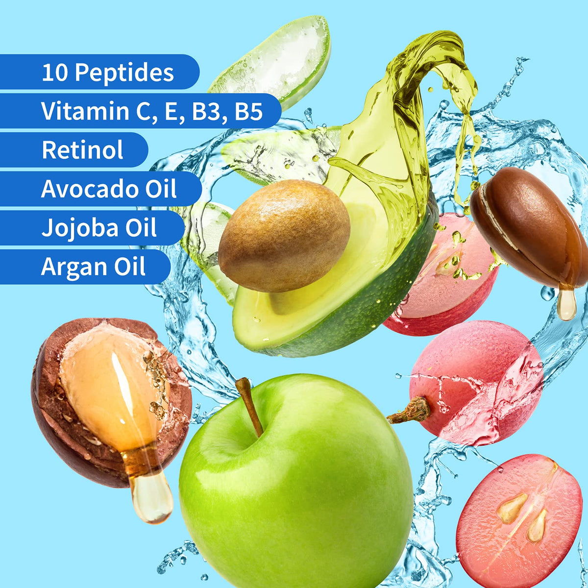Ebanel Bundle of 2.5% Retinol Serum, Hyaluronic Acid Serum, and Exfoliating Face Scrub Peeling Gel 4.12 Oz - Maple Wellness Supplements