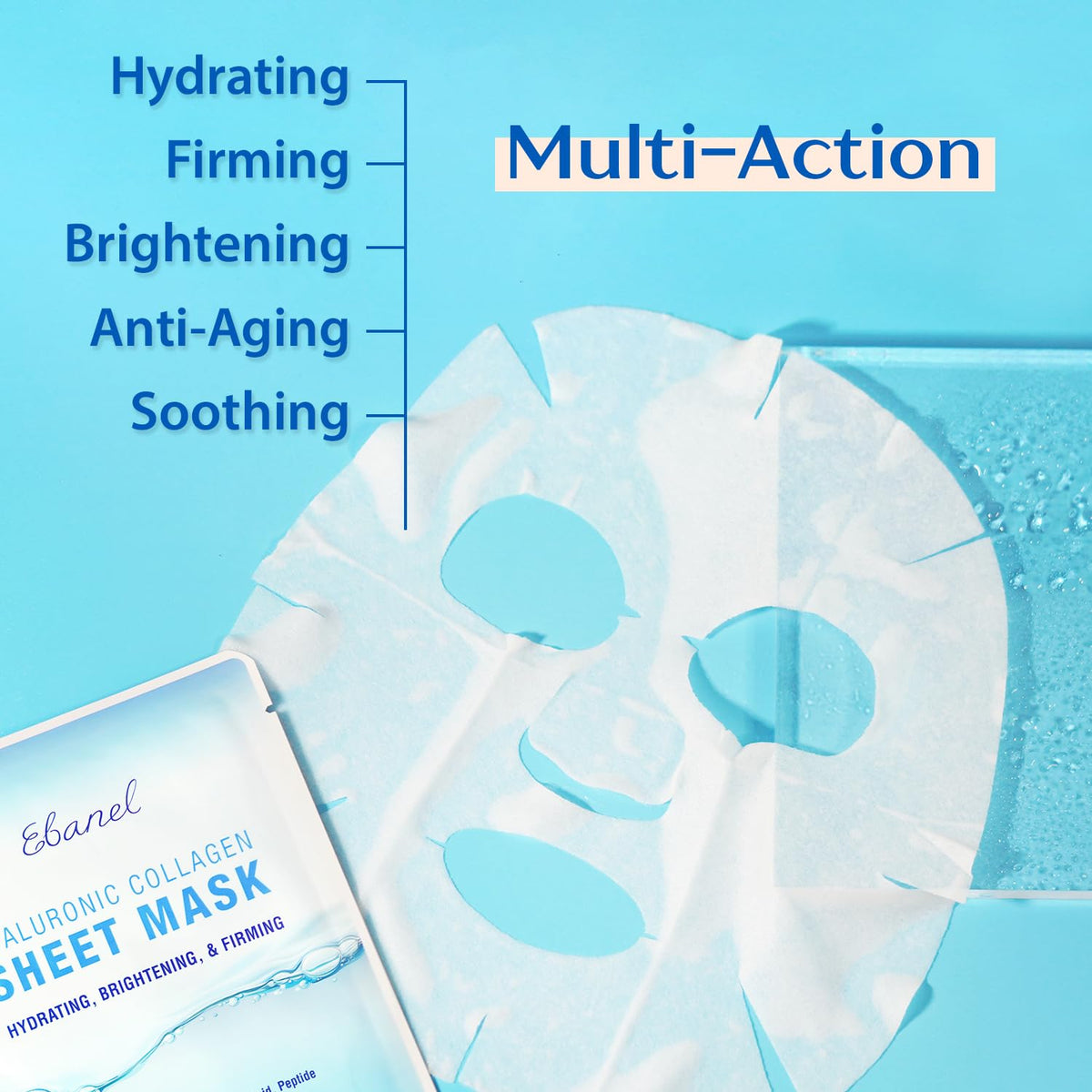 Ebanel Bundle of 40-Pack Collagen Face Mask and 8-Pack Collagen Peptide Infusion Mask - Maple Wellness Supplements