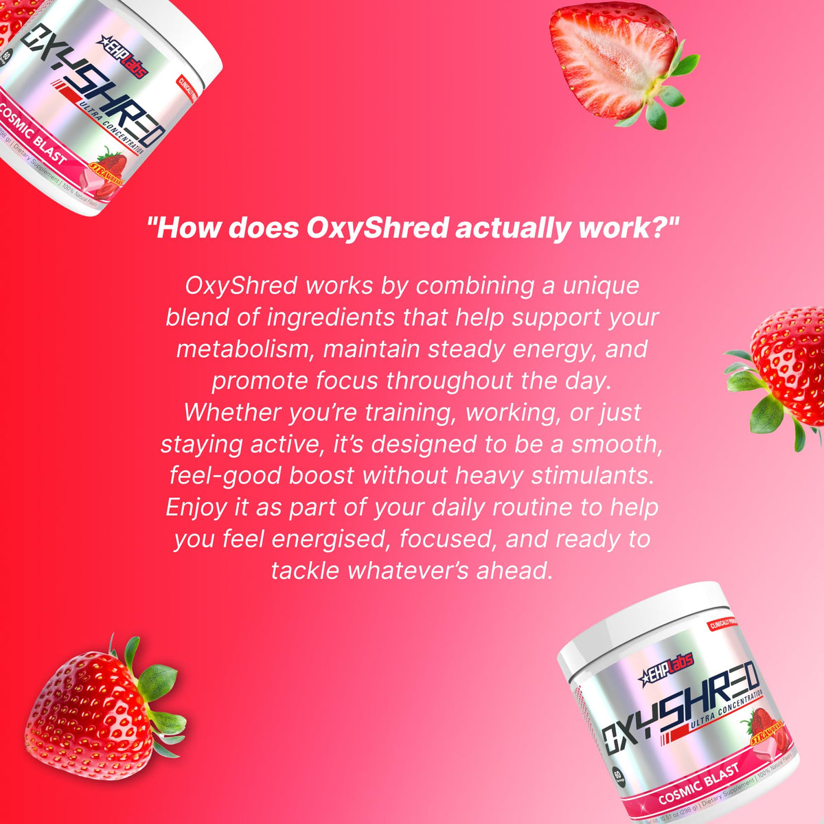 EHP Labs OxyShred Pre Workout Powder - Preworkout Powder with L Glutamine & Acetyl L Carnitine, Energy Boost Drink - Cosmic Blast, 60 Servings - Maple Wellness Supplements