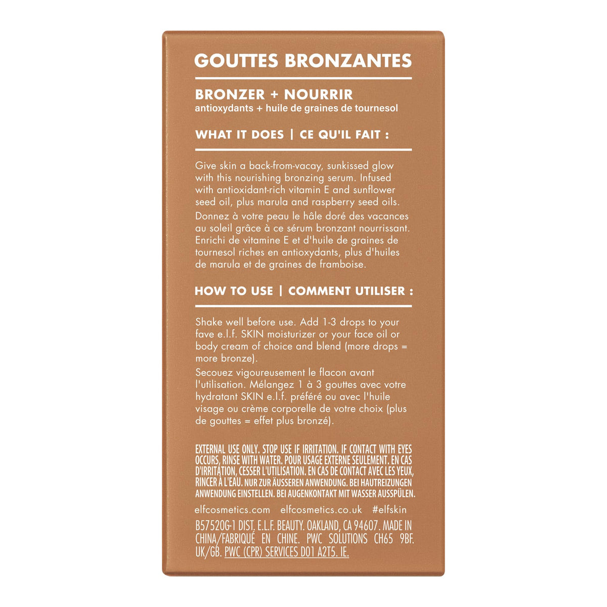 e.l.f. SKIN Bronzing Drops, Liquid Bronzer For Face & Skin, Creates A Sun-Kissed Glow, Infused With Vitamin E, Vegan & Cruelty-Free, Pure Gold - Maple Wellness Supplements