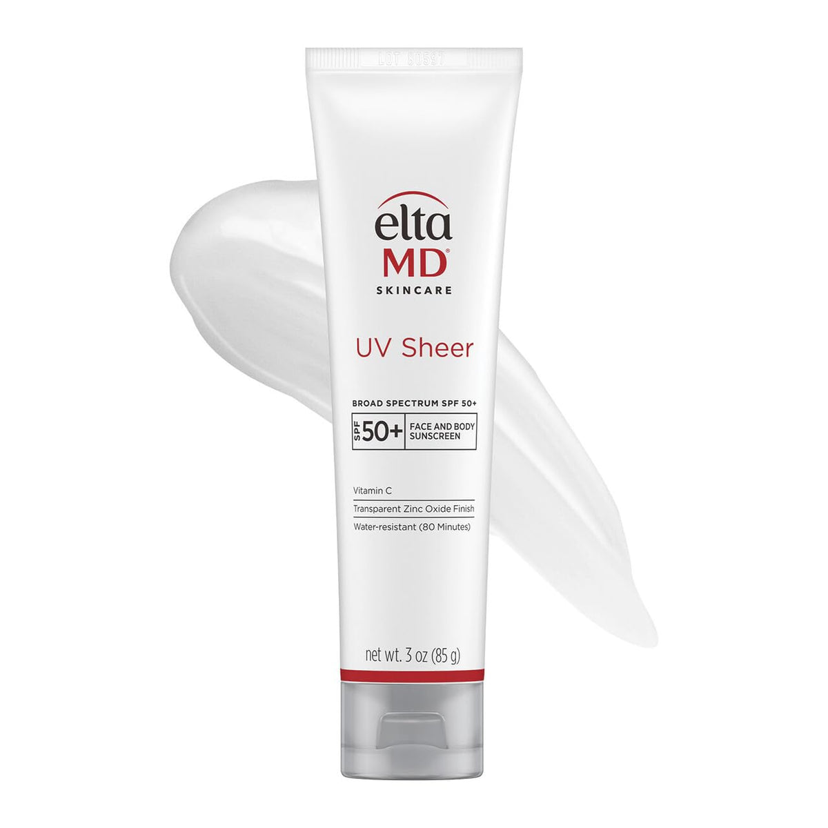EltaMD UV Sheer Face and Body Sunscreen SPF 50+, Oil Free, No White Cast Sunscreen for Face and Body, Zinc Oxide Formula, 3.0 oz Tube - Maple Wellness Supplements