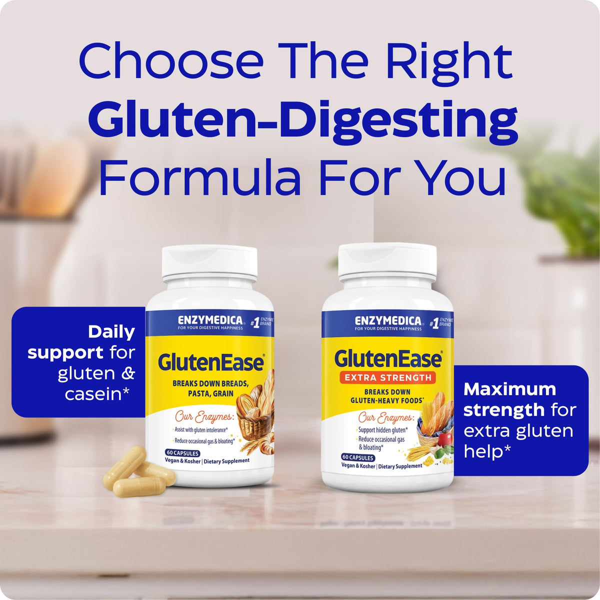 Enzymedica GlutenEase - Digestive Enzyme Supplement for Women & Men, Gluten & Casein Sensitivity Support, Enzymes for Digestion & Gut Health - Maple Wellness Supplements