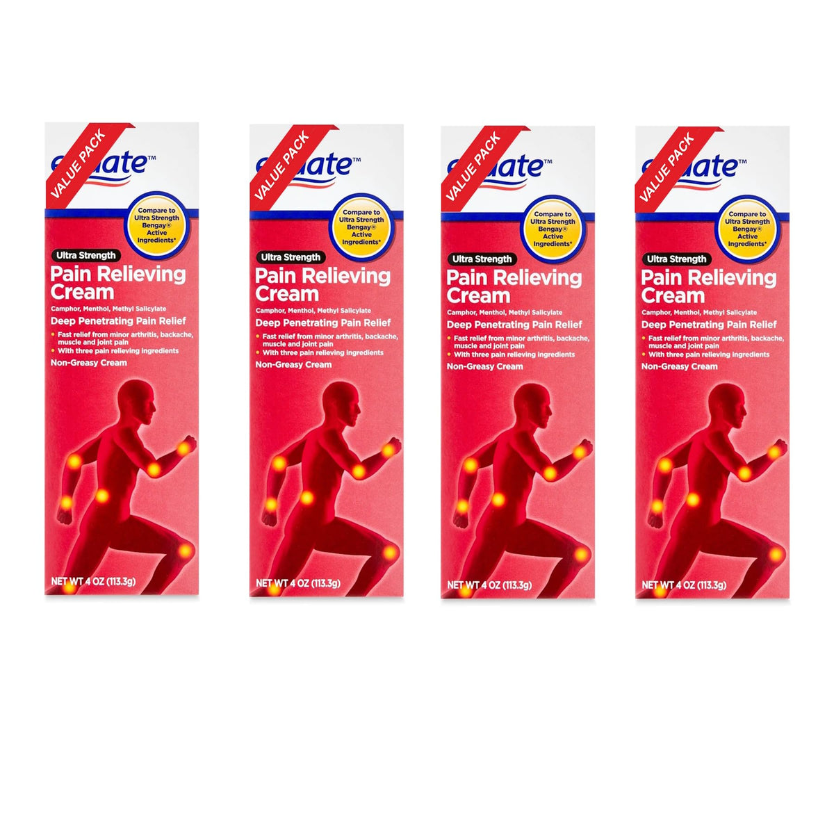 Equate Ultra Strength Pain Relieving Cream, Equate Ultra Strength Pain Relieving Cream Muscle Rub, 4 oz, Pack of 4 - Maple Wellness Supplements