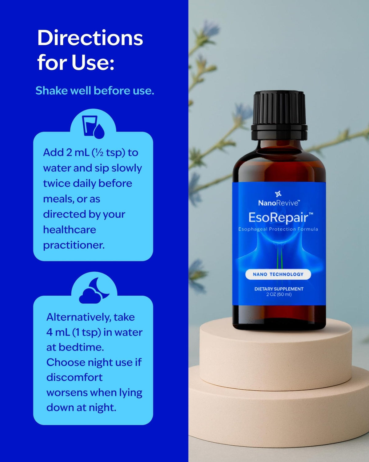 EsoRepair Nano Esophageal & Stomach Health Supplements for Men & Women - Digestive Comfort - Slippery Elm Bark, Zinc L-Carnosine & Aloe Vera Extract - Non-GMO & Dairy Free - Maple Wellness Supplements