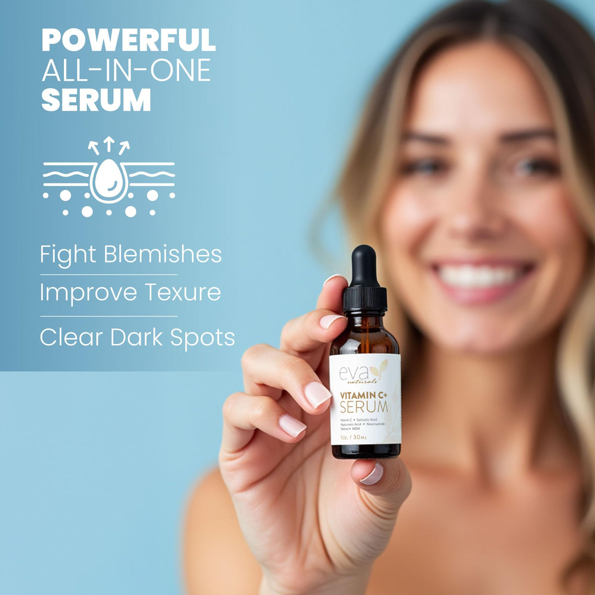 Eva Naturals Vitamin C Serum for Face – Anti Aging Dark Spot Remover & Corrector with Retinol, Hyaluronic Acid - Maple Wellness Supplements