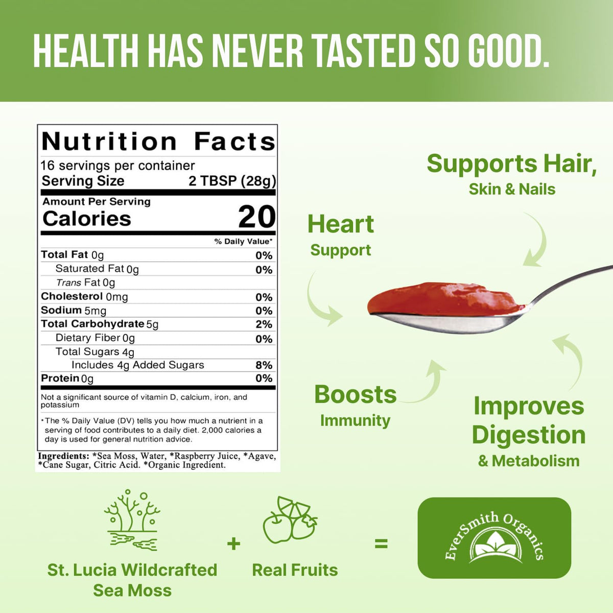EverSmith Organics - Wildcrafted Irish Sea Moss Gel | Made in USA | Rich in Vitamins - Maple Wellness Supplements