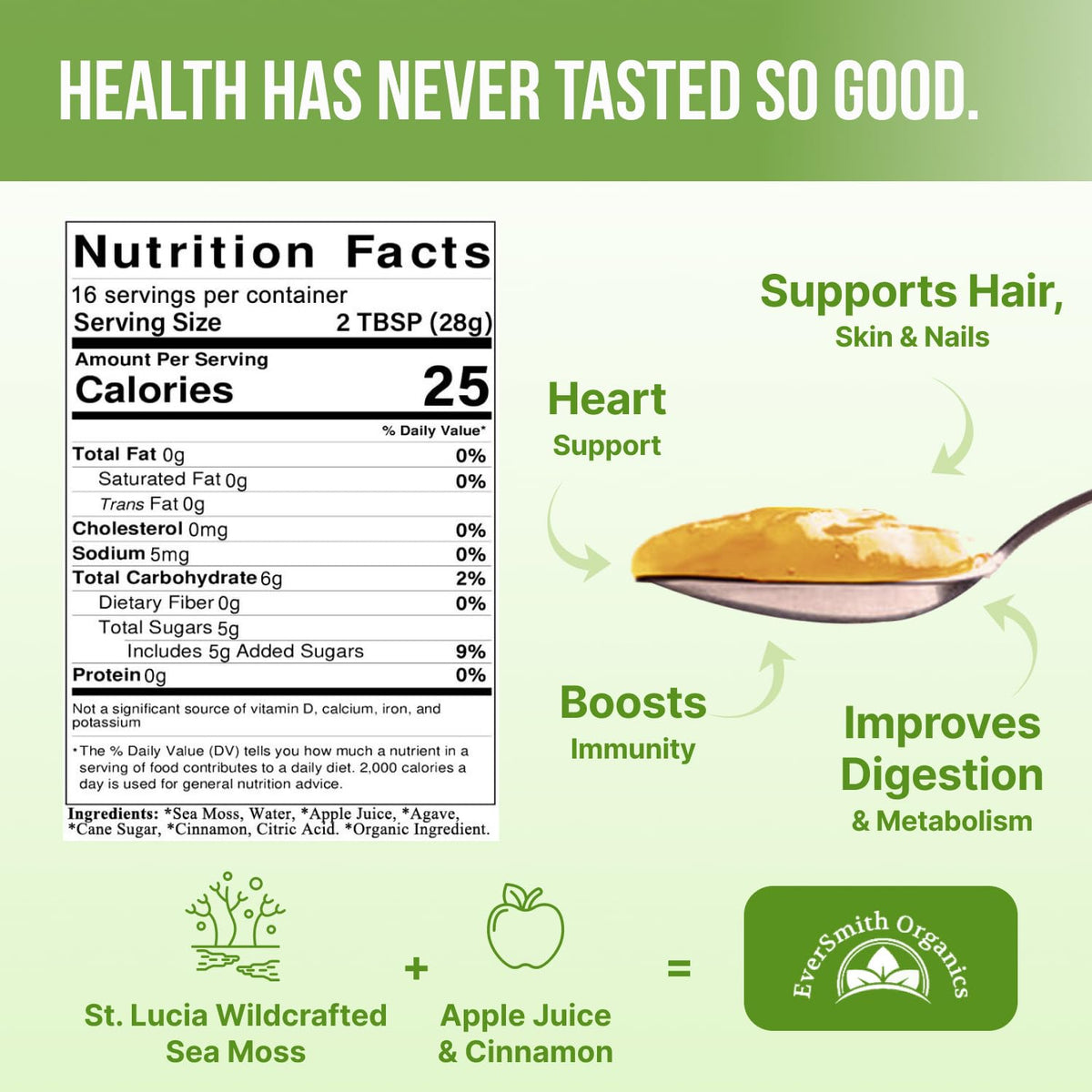 EverSmith Organics - Wildcrafted Irish Sea Moss Gel | Made in USA | Rich in Vitamins - Maple Wellness Supplements