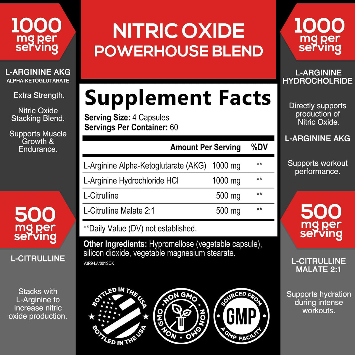 Extra Strength Nitric Oxide Booster - 3X Strength L-Arginine AKG & Citrulline Malate - Men & Women Premium Pre Workout Nitric Booster - Natural Energy & Muscle Support - Maple Wellness Supplements