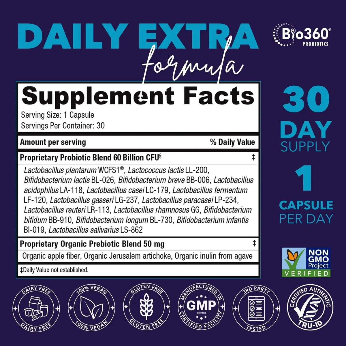 Extra Strength Probiotic for Digestive Health and Immune Support, 60 Billion CFU & 15 Strains, Gut Health Probiotics for Men and Women Supports Occasional Constipation, Diarrhea, Gas & Bloating, 30CT - Maple Wellness Supplements