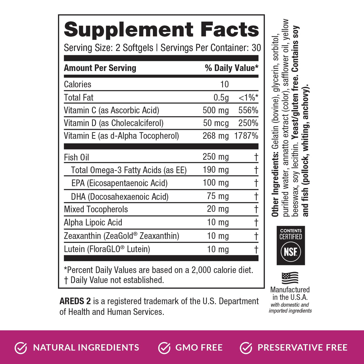 EyePromise Macular Health Eye Vitamin - 60 Softgels, 30-Day Supply - Zinc-Free Eye Health Support with Zeaxanthin, - Maple Wellness Supplements