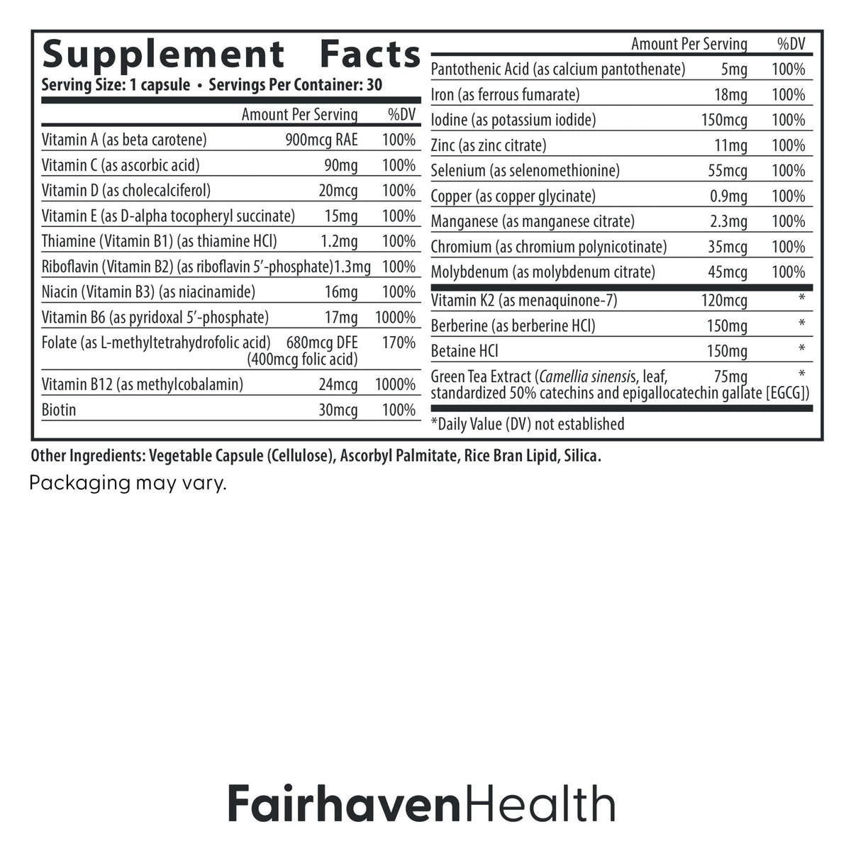 Fairhaven Health Menopause Multivitamin Essentials | Hormone Free Menopause Supplements for Women | Methylated Multivitamin for Women 50 and Over | Non-GMO | Perimenopause Supplements | 30 Capsules - Maple Wellness Supplements
