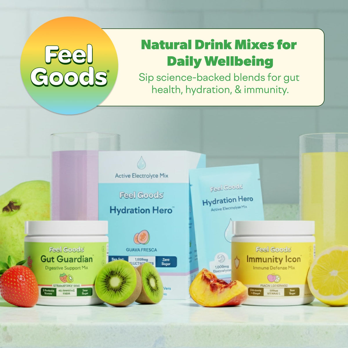 Feel Goods Gut Guardian, Gut Health Powder Packets - Probiotic Fiber with Prebiotics & L Glutamine for Digestive Health, Bloating Relief & Digestion Support, Gut Cleanse - Maple Wellness Supplements