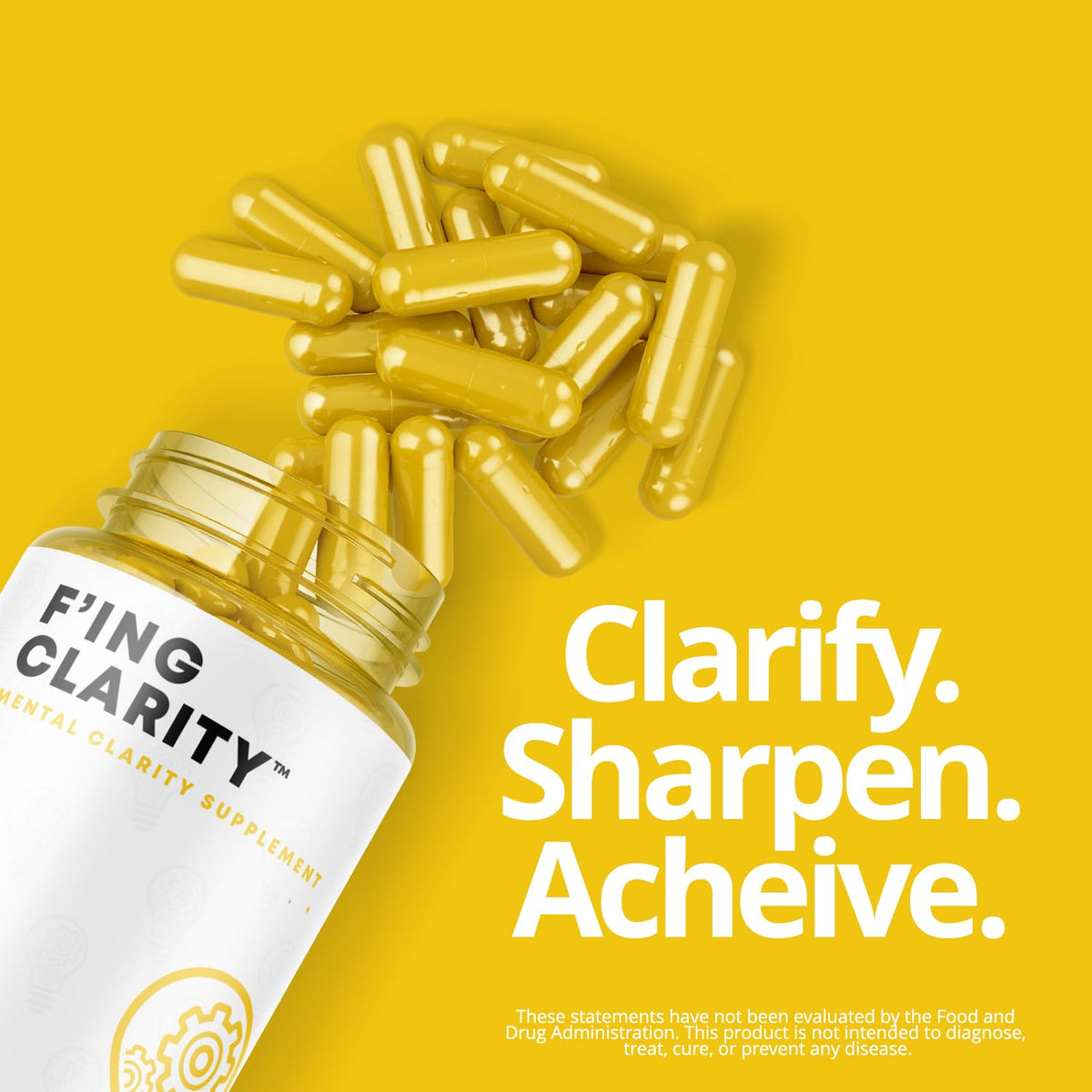 F'ing Clarity - Clarity, Memory + Brain Boosting Nootropic Supplement | Bacopa Extract, Phosphatidylserine 20%, Gingko Biloba Extract, Rhodiola Rosea Extract, DMAE Bitrartrate, B-12, Huperzine A - Maple Wellness Supplements