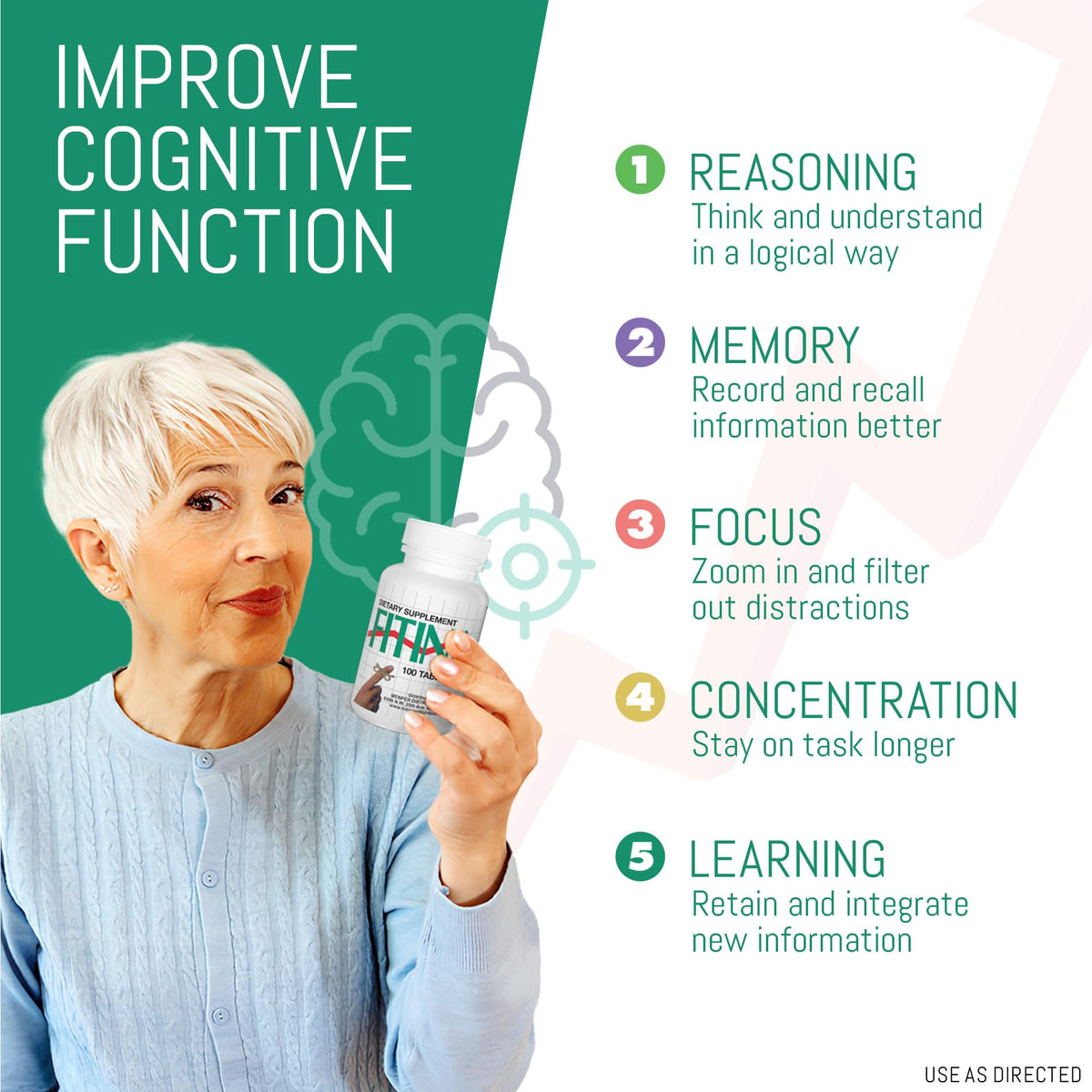 Fitina Brain Supplements for Memory and Focus with Vitamin B6 & Thiamine — High-Dose B Vitamins Nervous System and Cognitive Health Support, Daily Supplement Formula for Adults, 60 Tablets (3-Pack) - Maple Wellness Supplements