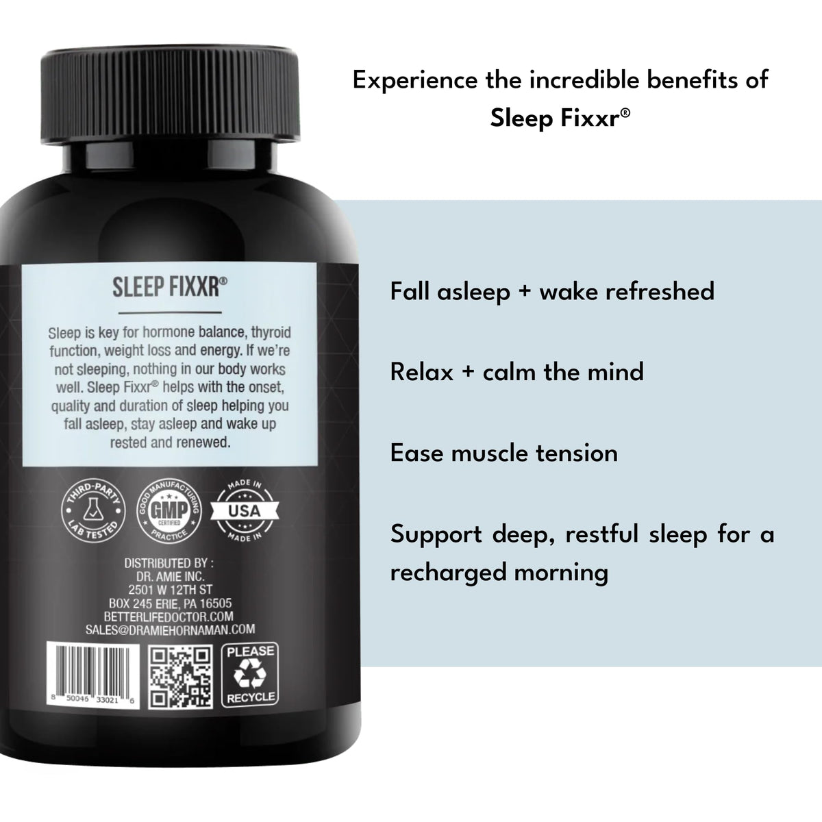 Fixxr Sleep Support by Dr. Amie | with Melatonin, Inositol, and Magnesium | 30 Day Supply, 60 Capsules - Maple Wellness Supplements