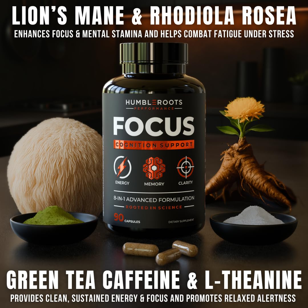 FOCUS + THINK Nootropic Brain Supplement Bundle - Energy, Memory & Focus Support - Caffeine + Caffeine-Free Cognitive Stack with Lion's Mane, Bacopa, Citicoline & L-Theanine - 2 Bottles (90 + 90 Capsu - Maple Wellness Supplements
