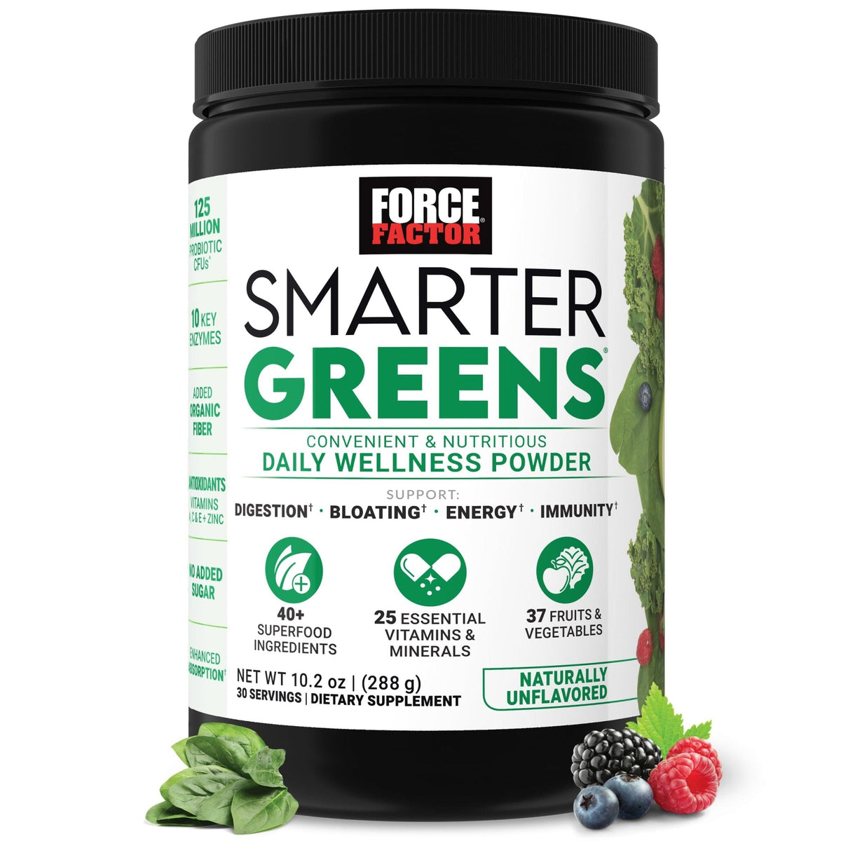 Force Factor Smarter Greens Daily Wellness Powder, Greens Superfood Powder to Support Gut Health, Bloating, & Digestion, with 40+ Superfoods - Maple Wellness Supplements