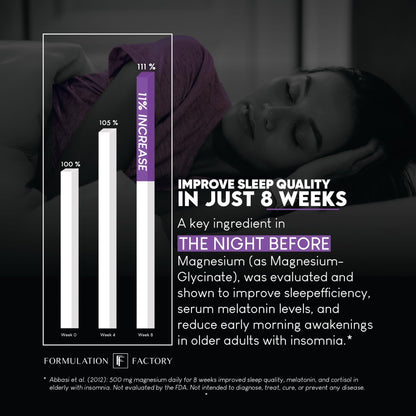 Formulation Factory The Night Before 10-in-1 Sleep Support | Melatonin 4mg, Magnesium Glycinate 300mg, L-Theanine, Glycine & More | Supports Relaxation, - Maple Wellness Supplements