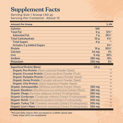 Four Sigmatic Organic Vegan Protein Powder | 18g Plant-Based Protein per Serving - Maple Wellness Supplements
