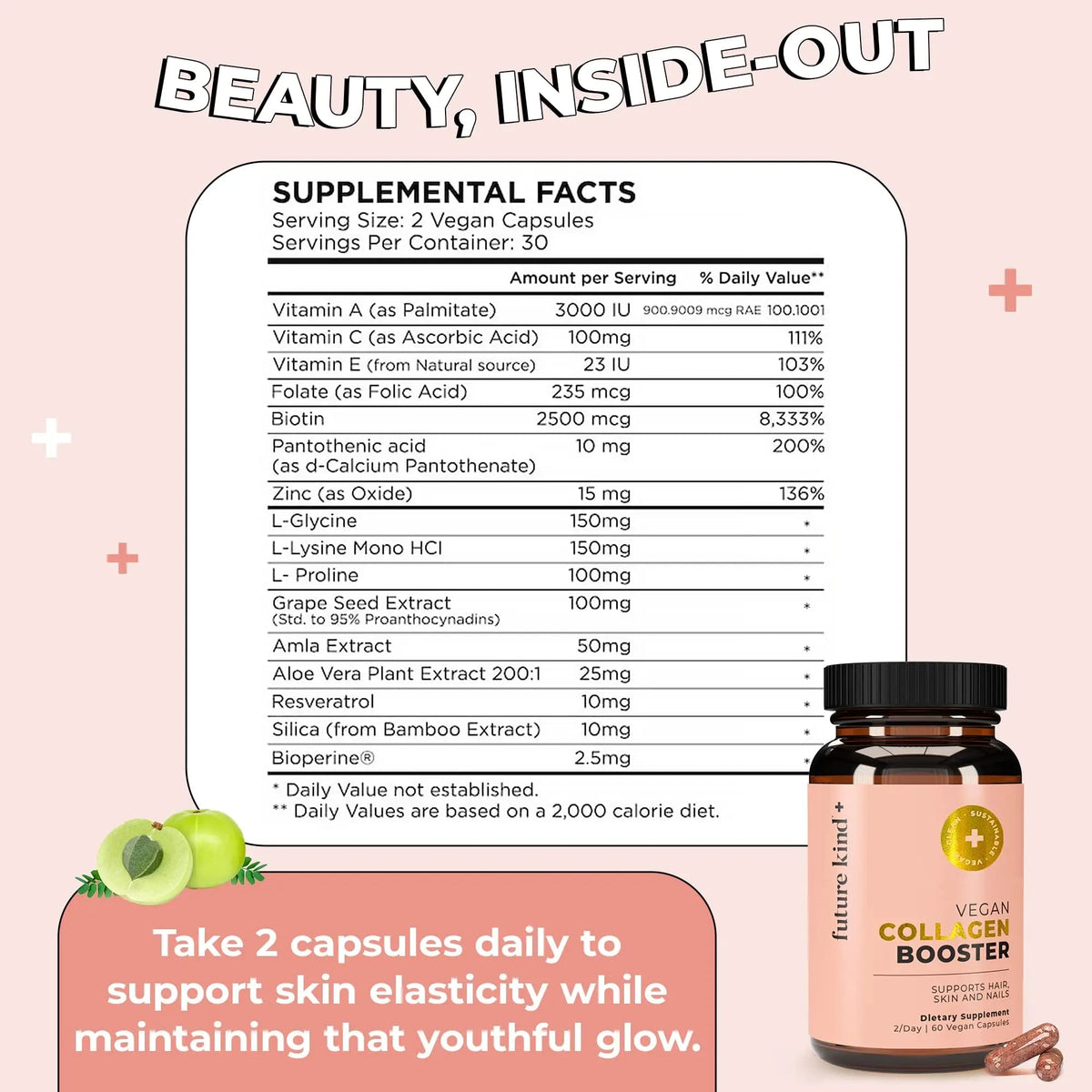 Future Kind Vegan Collagen - Supports Collagen Production with Biotin and Vitamin C (60 Capsules in Glass Bottle) - Maple Wellness Supplements