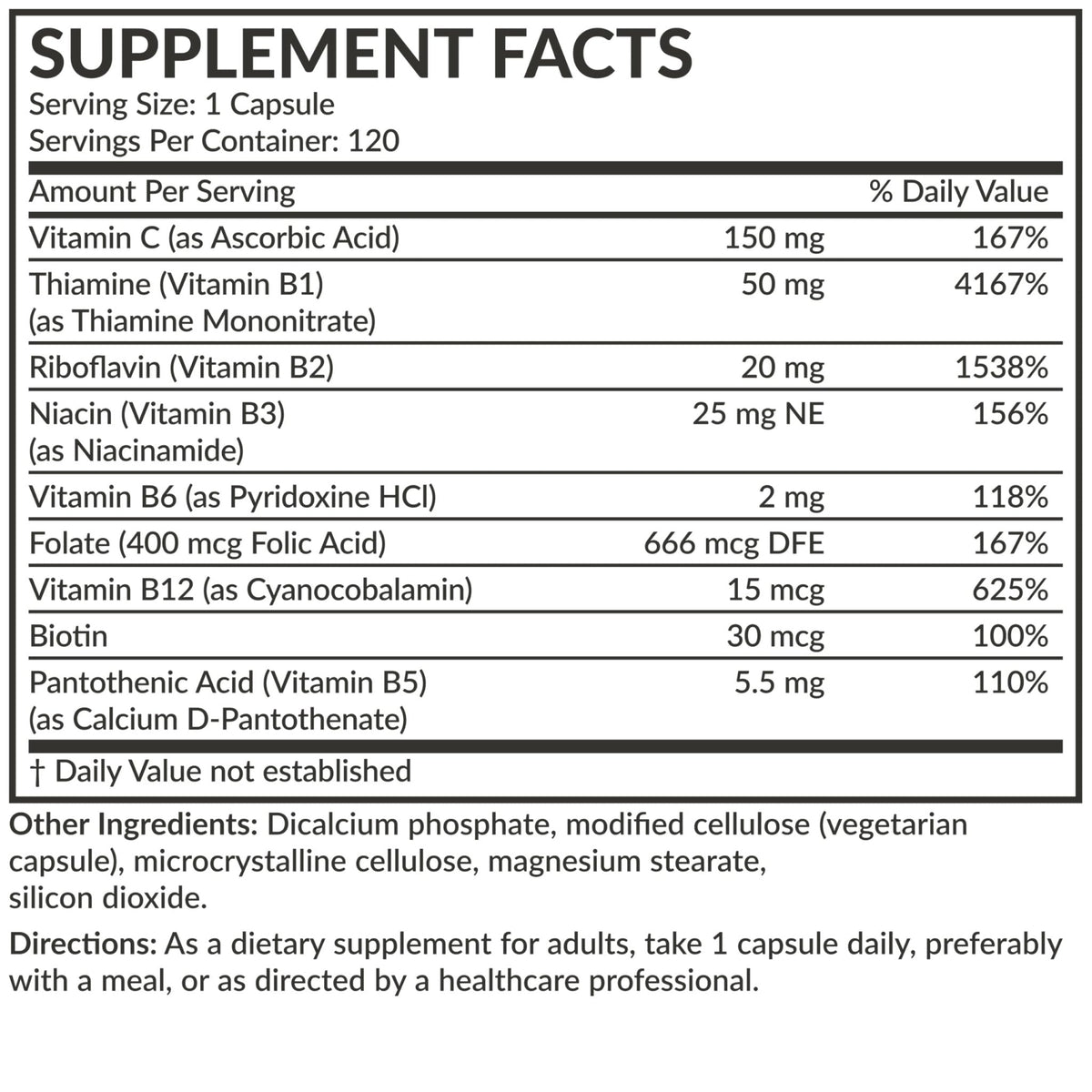 Futurebiotics Vitamin B Complex with Vitamin C Supports Energy Production, Nervous System & Immune Support - Non-GMO, 120 Vegetarian Capsules - Maple Wellness Supplements