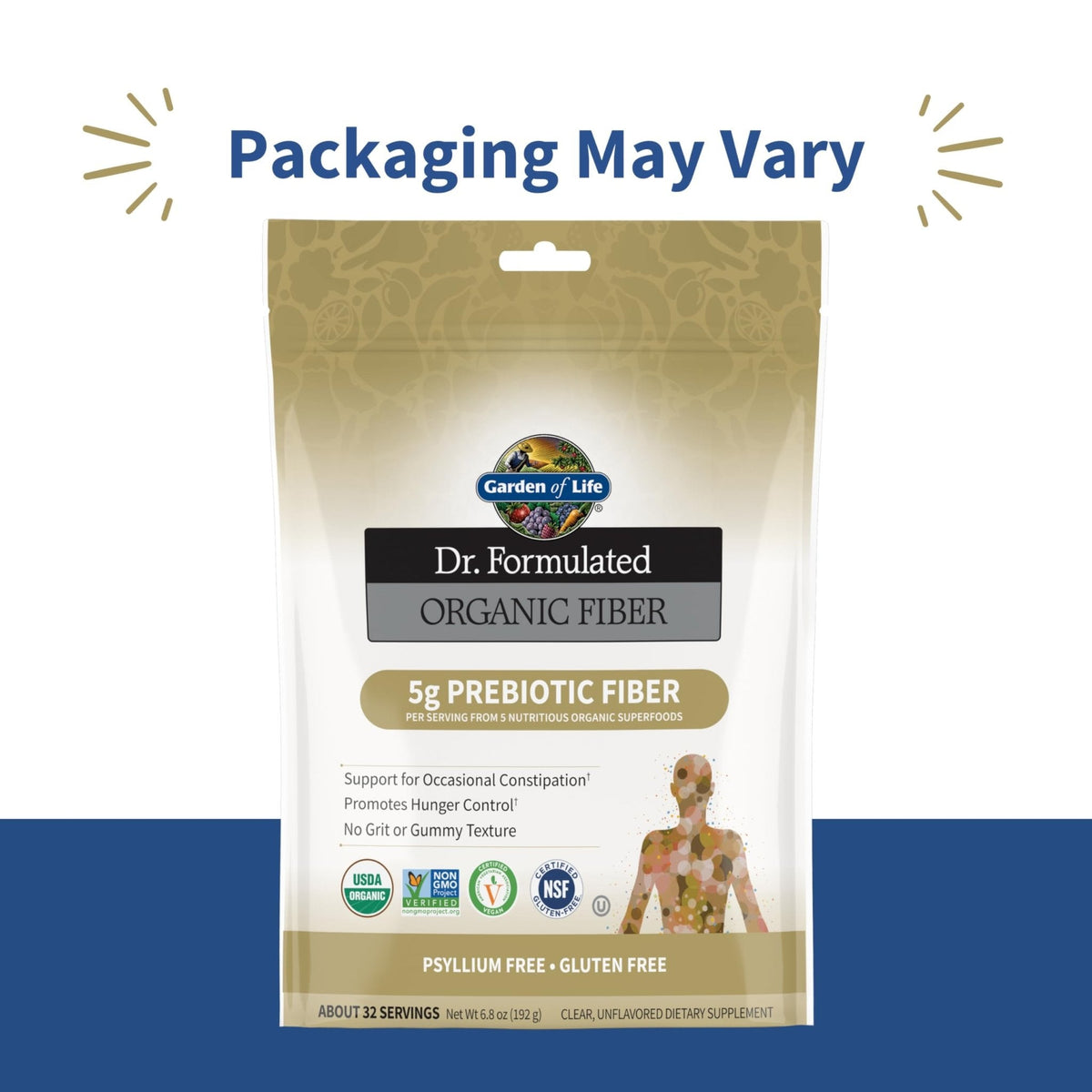 Garden of Life Dr. Formulated Organic Fiber Powder, Unflavored, Prebiotic Superfood Fiber Supplement, Constipation Relief - Maple Wellness Supplements