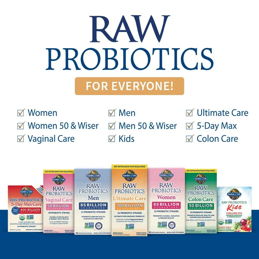 Garden of Life Raw Probiotics Vaginal Care - 50 Billion CFU - 38 Probiotic Strains - Supports Vaginal & Urinary Tract Health - Shelf Stable - 30 Vegetarian Capsules - Maple Wellness Supplements