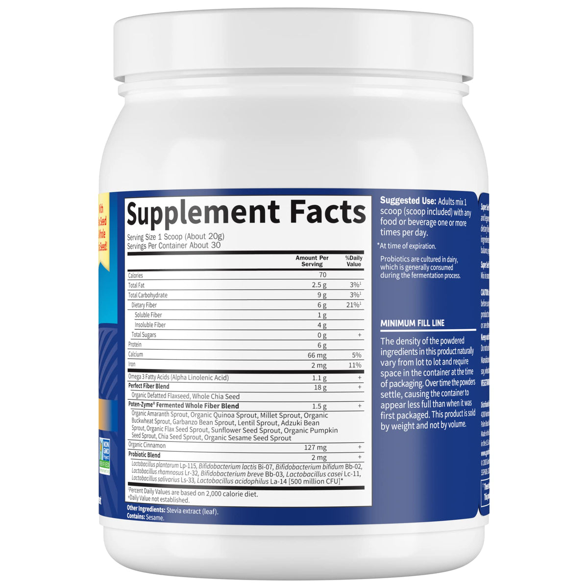 Garden of Life Super Seed - Vegetarian Whole Food Fiber Supplement with Protein and Omega 3, 5oz (600g) Powder - Maple Wellness Supplements